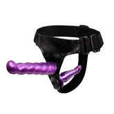 Black nylon double female harness with adjustable straps and metal buckles